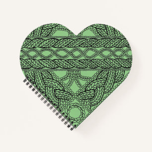 SAGE CABLE KNIT Heart Spiral Notebook