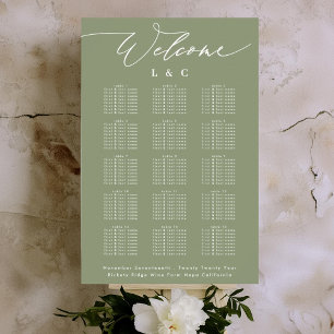 Sage Calligraphy Wedding Welcome Seating Chart