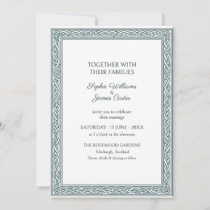 Sage Celtic Knotwork Scottish Wedding Invitation