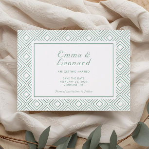 Sage   Chic Motif Wedding Save the Date Letterpress Photo Cards