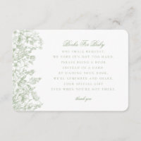 Sage Chinoiserie Books for Baby Invitation Insert