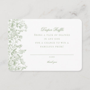 Sage Chinoiserie Diaper Raffle Invitation Insert