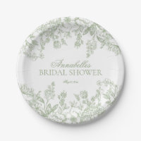 Sage Chinoiserie Floral Bridal Shower Dessert