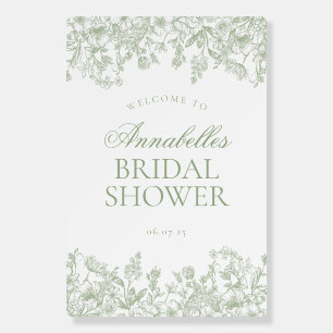 Sage Chinoiserie Floral Bridal Shower Welcome Sign