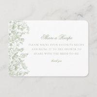 Sage Chinoiserie Floral Share Recipe Invitation