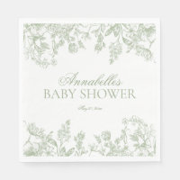 Sage Chinoiserie Vintag Floral Baby Shower Dessert