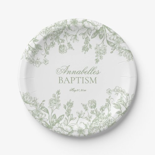 Sage Chinoiserie Vintage Floral Baptism Dessert