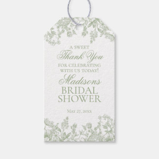 Sage Chinoiserie Vintage Floral Bridal Shower Gift Tags