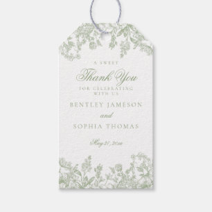 Sage Chinoiserie Vintage Floral Favor Gift Tag