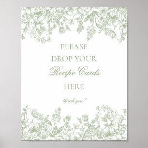 Sage Chinoiserie Vintage Floral Share a Recipe Poster