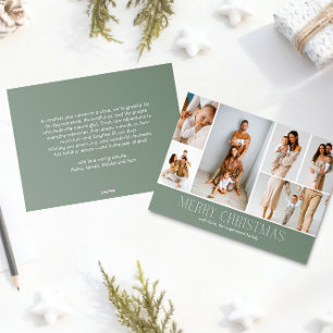 SAGE Christmas Elegant 6 Collage Photo message Holiday Card