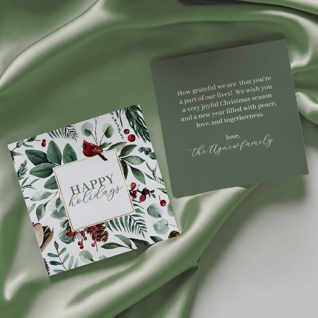 Sage Christmas Greenery and Berries Holiday Card (Creator Uploaded)