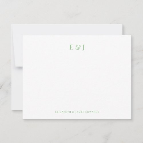 Sage Classic Elegant Couple Initials Personalized Note Card