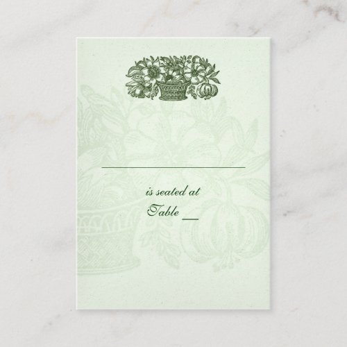 Sage Classic Flower Basket Placecard Business Cards