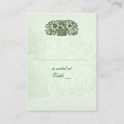 Customizable Sage Classic Flower Basket Placecard Business Cards