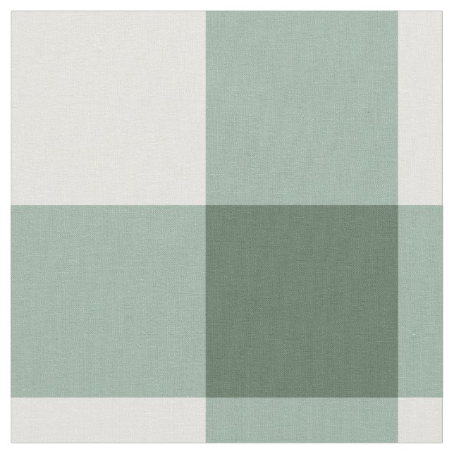 Sage Classic Gingham Combed Cotton Fabric (Close Up)
