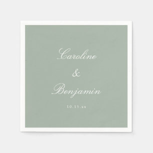 Sage Classic Script Elegant Wedding Custom Name Napkins