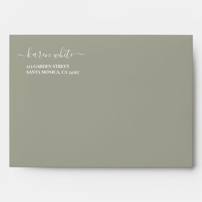 Sage Color Wedding Envelope (Front)