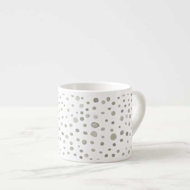 Sage Confetti Watercolor Dots Espresso Mug (Front Right)