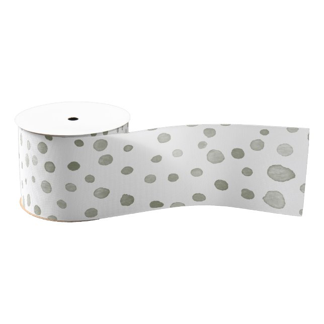 Sage Confetti Watercolor Dots Ribbon (Spool)