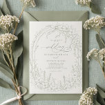 Sage Coquette Woodland Garden Floral Wedding Invitation