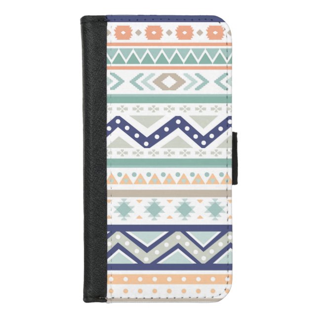 Sage & Coral Native American Pattern iPhone Wallet Case (Front)