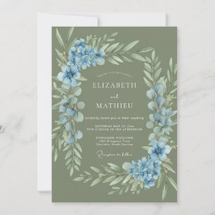 Sage Cornflower Foliage Eucalyptus Wedding Invitation