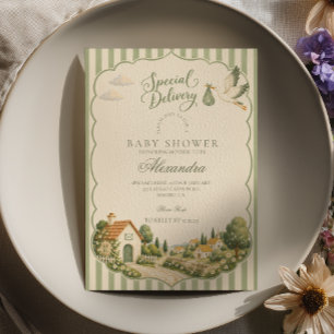 Sage Cottage Special Delivery Baby Shower Invitation