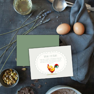 Sage Cottagecore Rooster Chick Books Baby Shower Enclosure Card