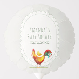 Sage Cottagecore Rooster Little Chick Baby Shower Balloon