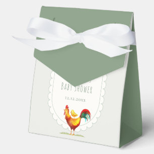 Sage Cottagecore Rooster Little Chick Baby Shower Favor Boxes