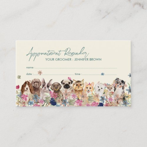 Sage Cream Dog Cafe Operator Appointment Business Card