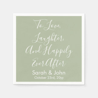 Sage Custom Personalized Script Wedding Reception  Napkins