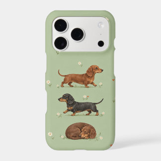 Sage Dachshunds Daisy Hearts iPhone 18 Pro Case