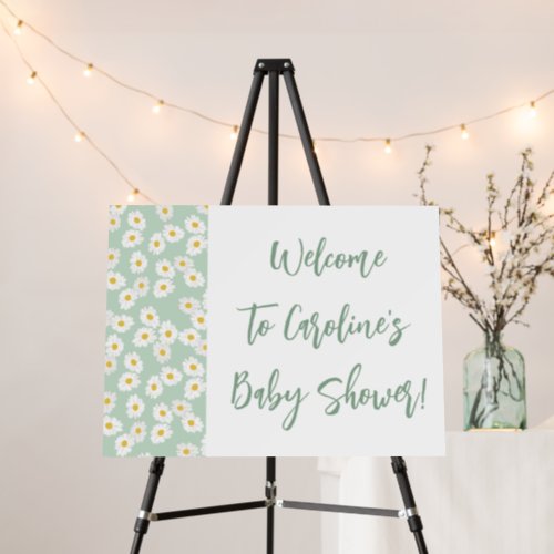 Sage Daisies Floral Custom Baby Shower Welcome  Foam Board