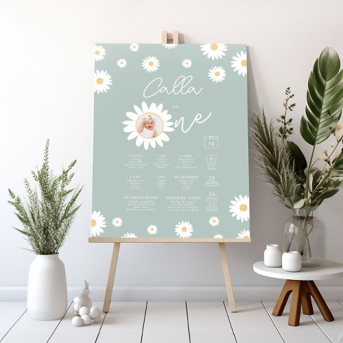 Sage Daisy 1st Birthday Milestone Chart Sign