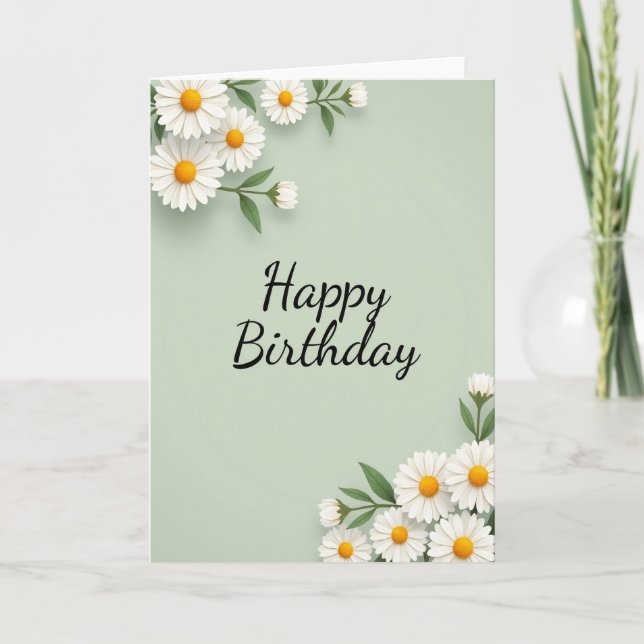 Sage Daisy Birthday Card (Front)