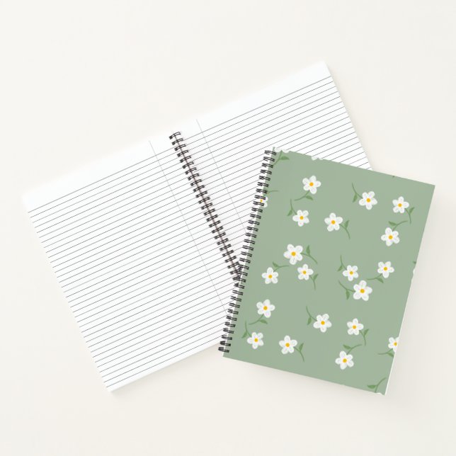 Sage Daisy Floral Notebook | Hand-Drawn Botanical  (Inside)