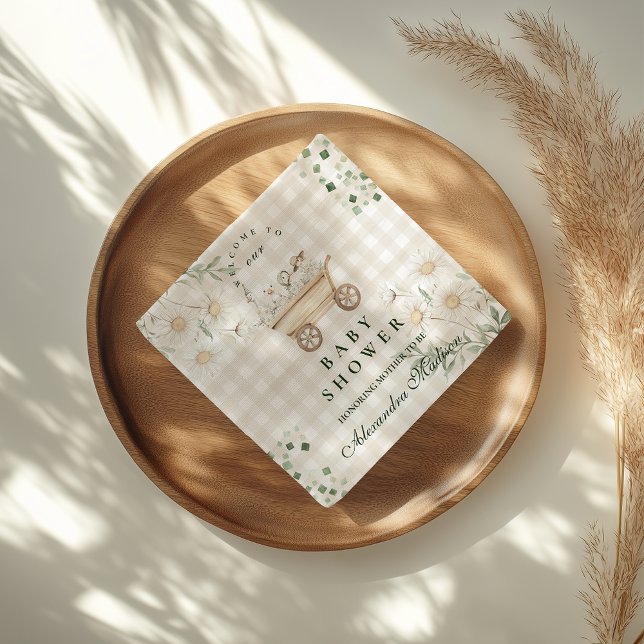 Sage Daisy Silly Goose Baby Shower Napkins (Creator Uploaded)