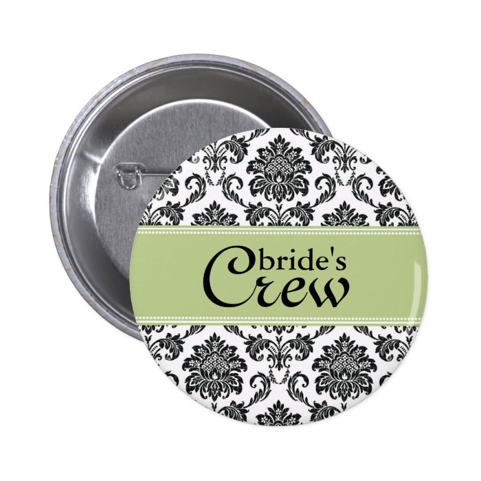 Sage Damask Bride's Crew Button