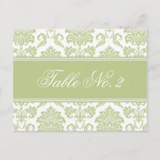 Sage Damask Wedding Table Number