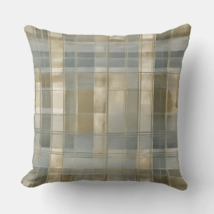 Sage Dusty Blue Modern Farmhouse Plaid Throw Pillow