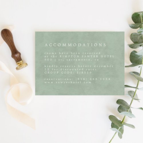 Sage  Dusty Green Eucalyptus Accommodation Enclosure Card