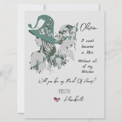 Sage Editable Witchy Bridal Party Proposal Card