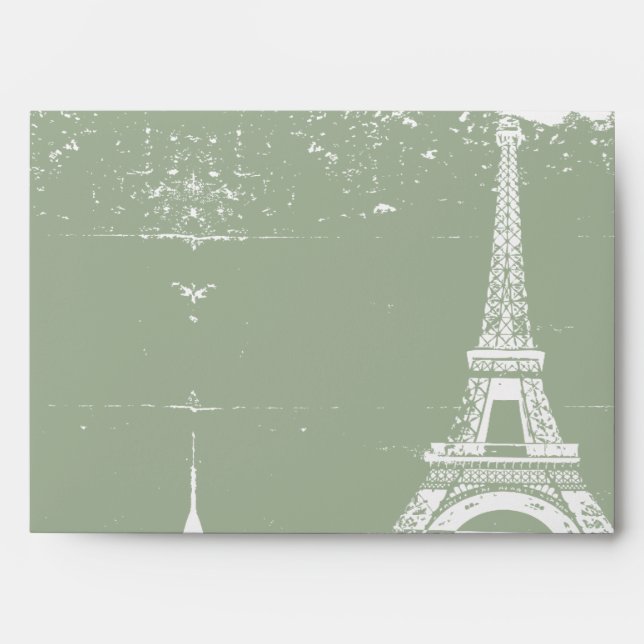 Sage Eiffel Tower Custom Envelopes (Front)