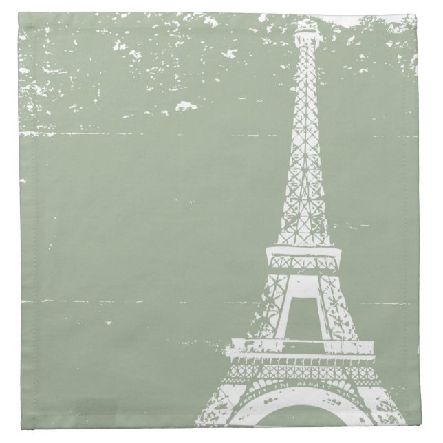 Sage Eiffel Tower Napkins (Front)