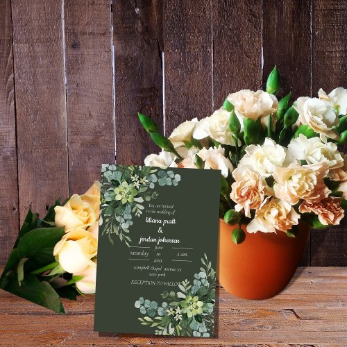Sage Elegant Greenery WEDDING Invitation