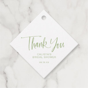Sage Elegant Script Bridal Shower Thank You Favor Tags