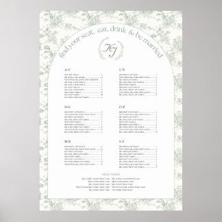 Sage Elegant Toile Seating Chart