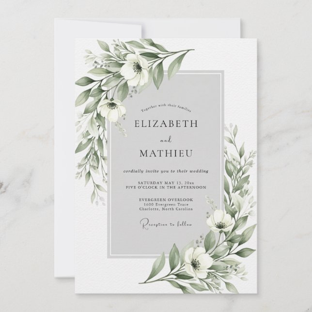 Sage Ethereal Bloom Wedding Invitation (Front)